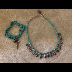Teal Necklace and Bracelet